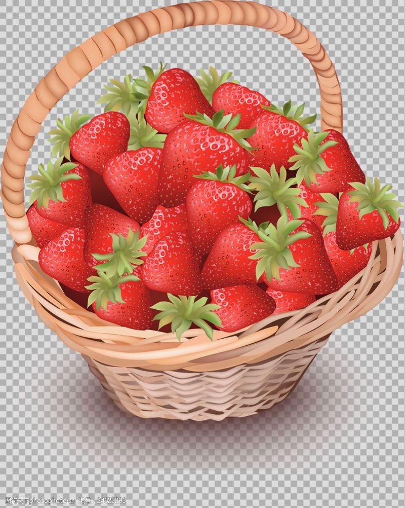 菜篮子装满草莓的篮子插图免抠png透明图层素材