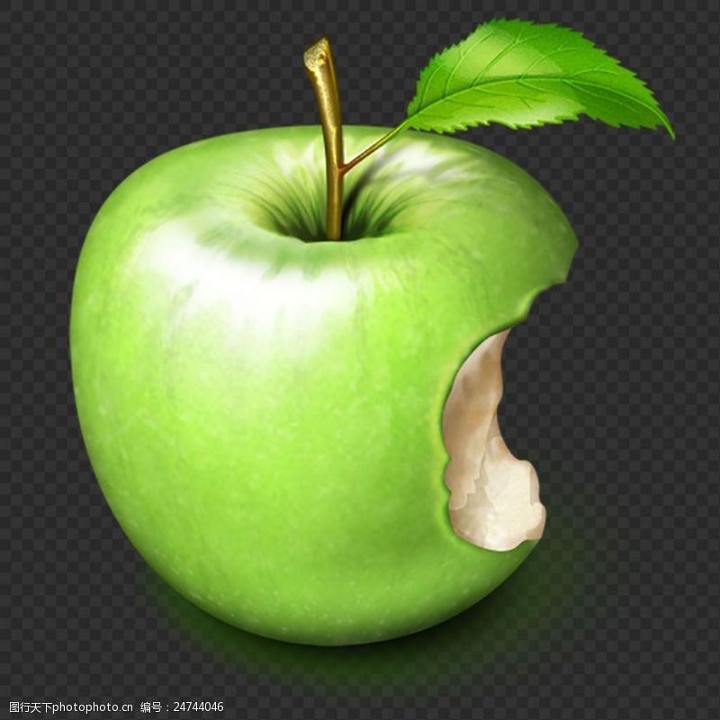 梨图片素材被咬一口的绿苹果图片免抠png透明素材