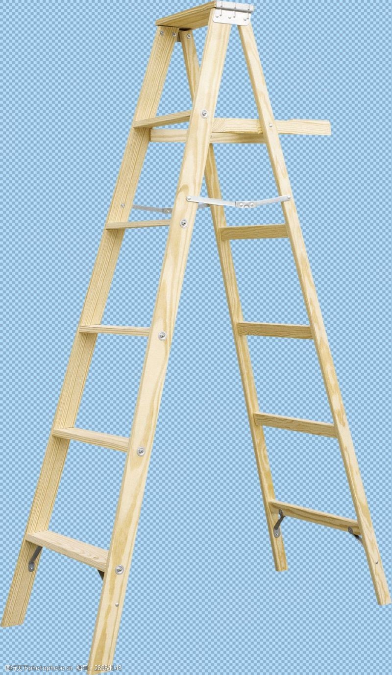 折叠梯纯实木梯子免抠png透明图层素材