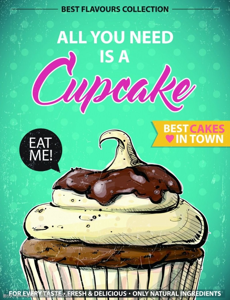 手绘蛋糕蛋糕美食甜品海报矢量素材