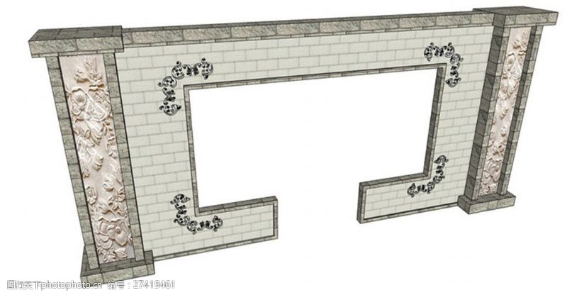阻隔墙景观墙skp模型素材