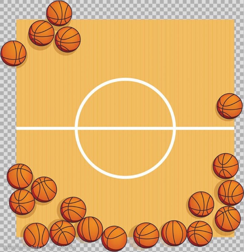 篮球比赛手绘篮球场篮球插图免抠png透明图层素材