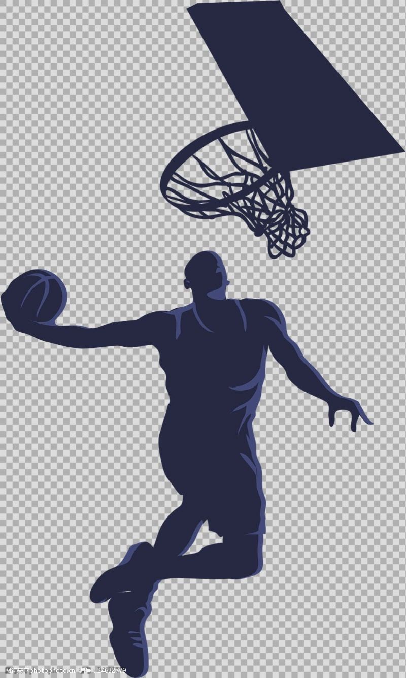 篮球比赛手绘篮球投篮剪影免抠png透明图层素材