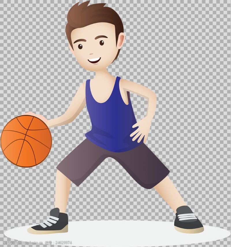 篮球比赛手绘男士打篮球插图免抠png透明图层素材