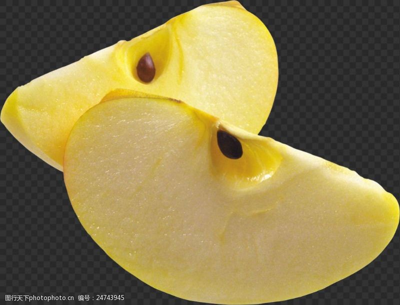 梨图片素材两瓣黄色苹果免抠png透明图层素材