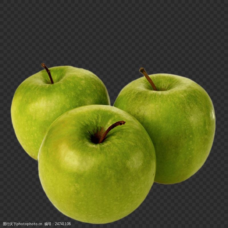 梨图片素材漂亮三个青苹果图片抠png透明图层素材