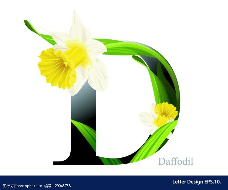 大写字母热带花卉字母字体设计