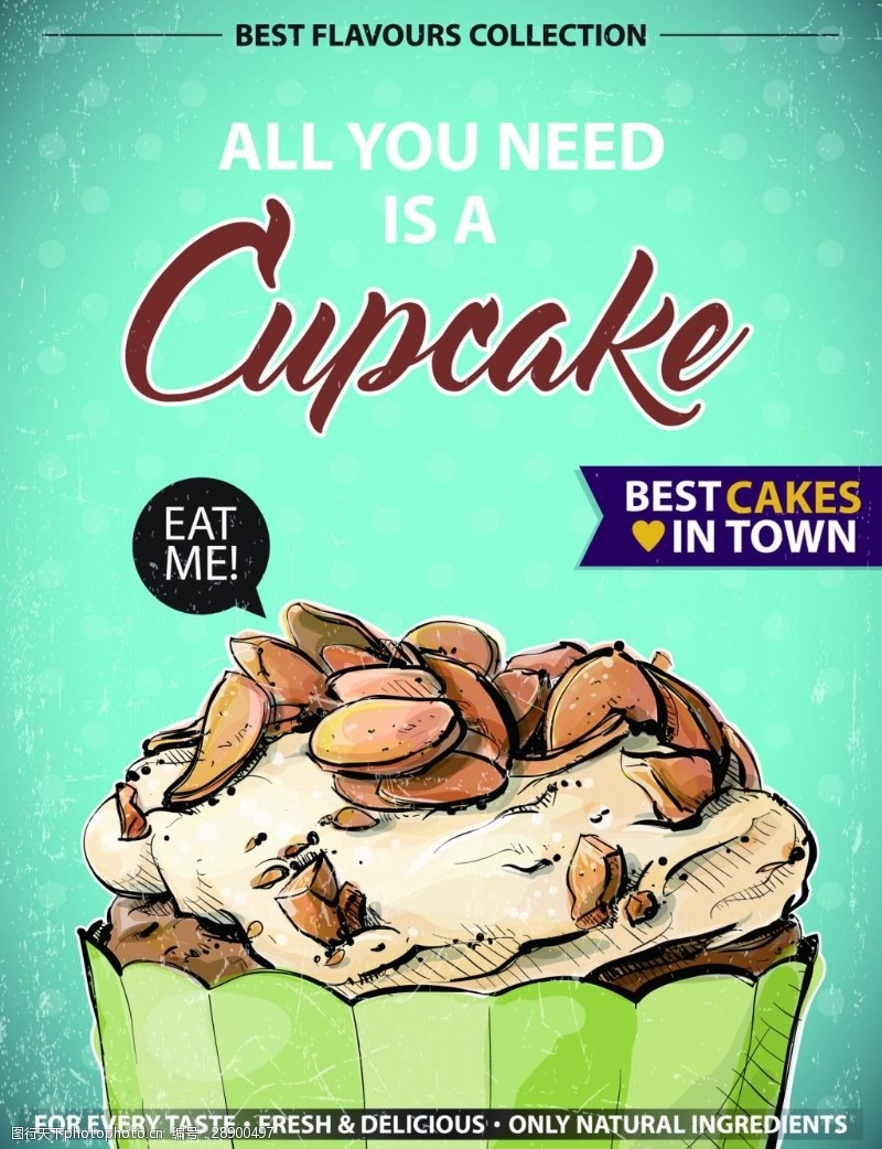 手绘蛋糕杯子蛋糕美食甜品海报矢量素材