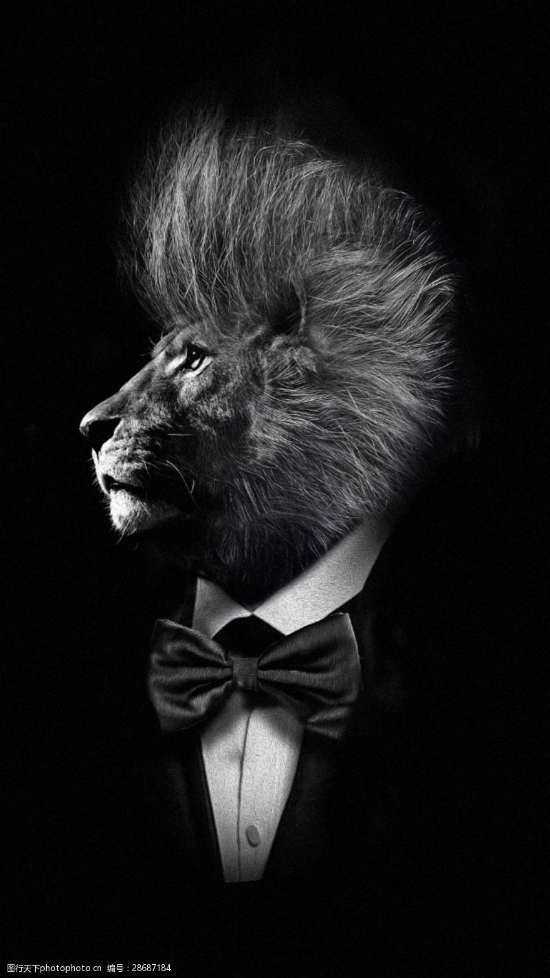 狮头黑色西装狮子头H5背景素材