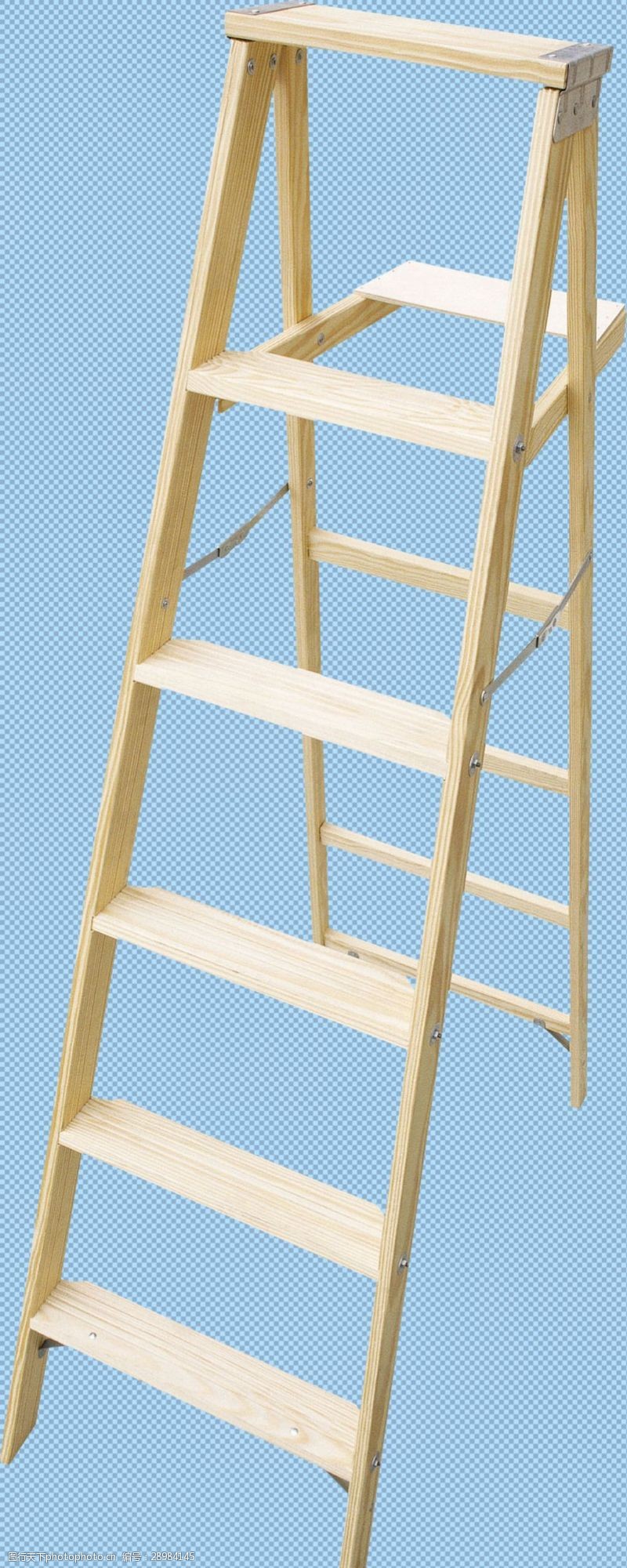 折叠梯纯木人字梯子免抠png透明图层素材