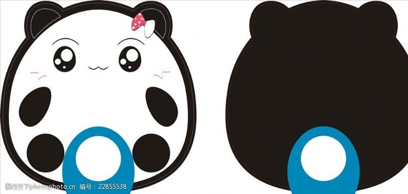 刀线卡通熊猫扇子模板