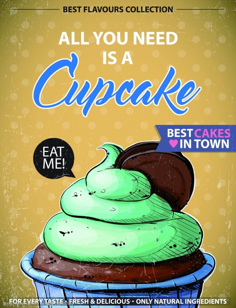 手绘蛋糕美味蛋糕美食甜品海报矢量素材