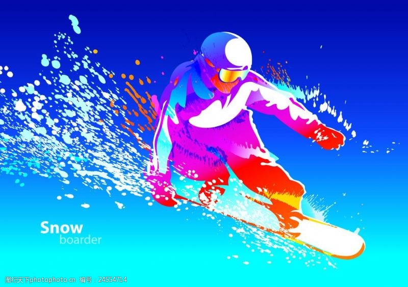 滑雪运动蓝色背景滑雪矢量素材