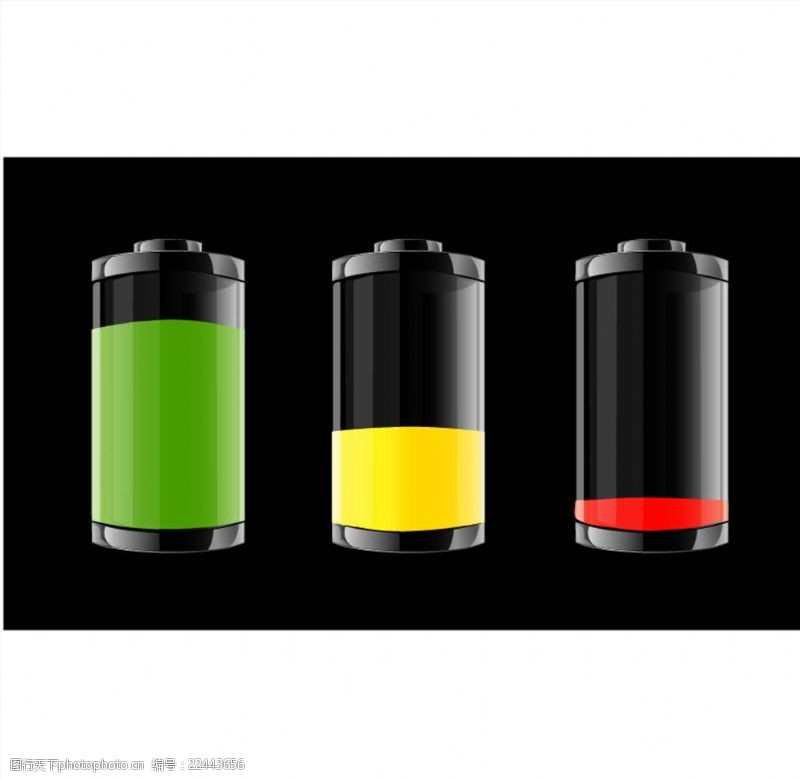 三只彩色透明电池矢量素材