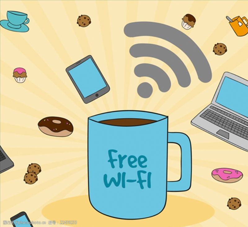 wifi无线上网免费wifi咖啡杯背景