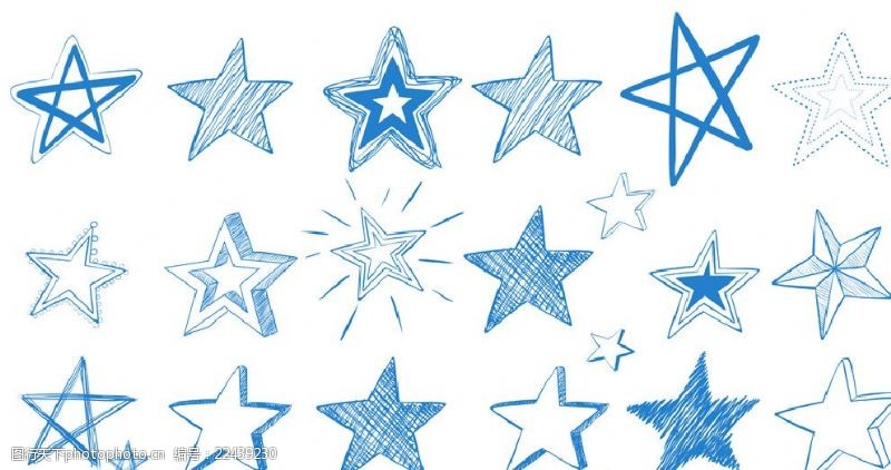 银座美的手绘蓝色的星星