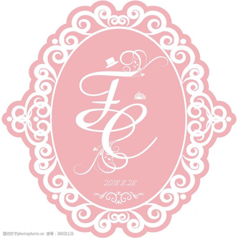 fc粉色欧式花纹婚礼水牌