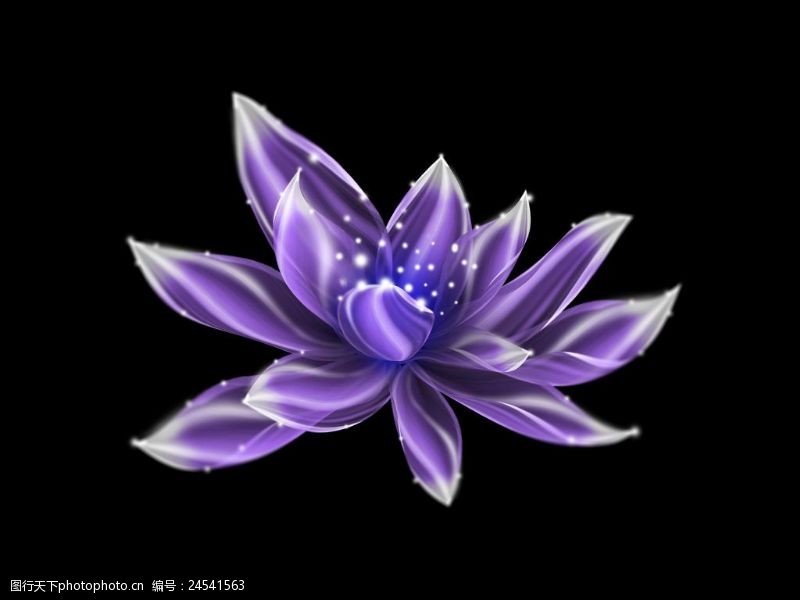 闪亮透明花朵紫色发光花元素