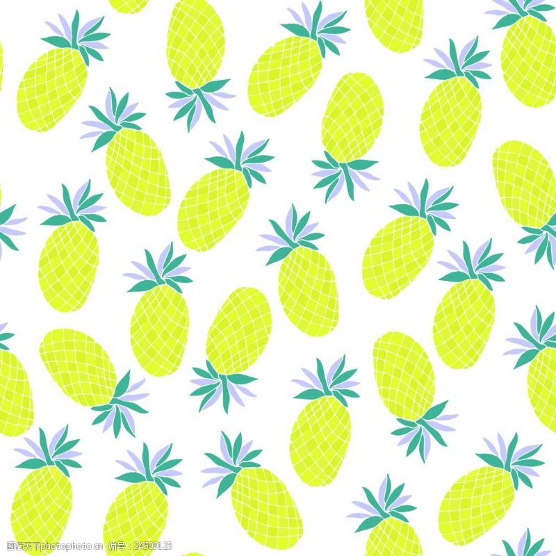 卡通菠萝矢量图夏天菠萝水果无缝拼接图案矢量背景