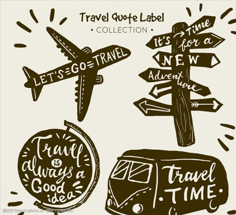 畅游世界复古旅游标签系列