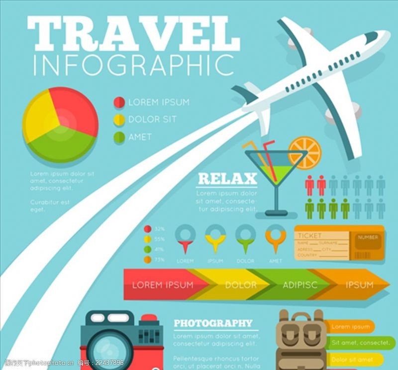 畅游世界卡通平面旅游信息图设计