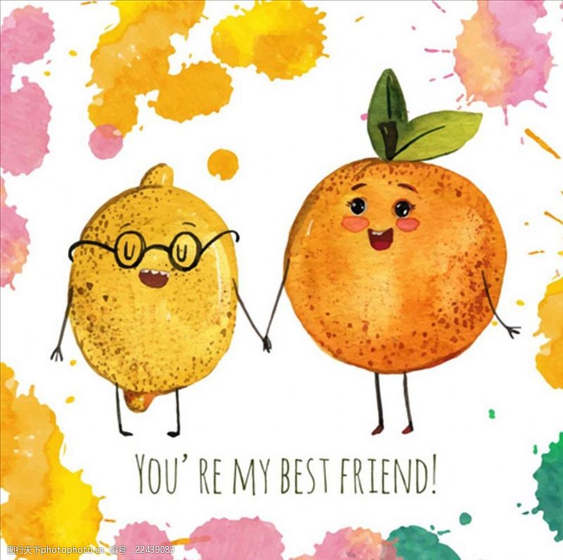 情迷彼得堡水彩柠檬和橙子的友谊日海报