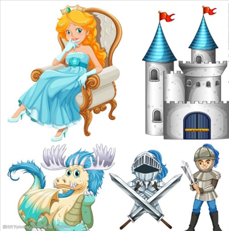 美术宣传单童话故事公主骑士与城堡