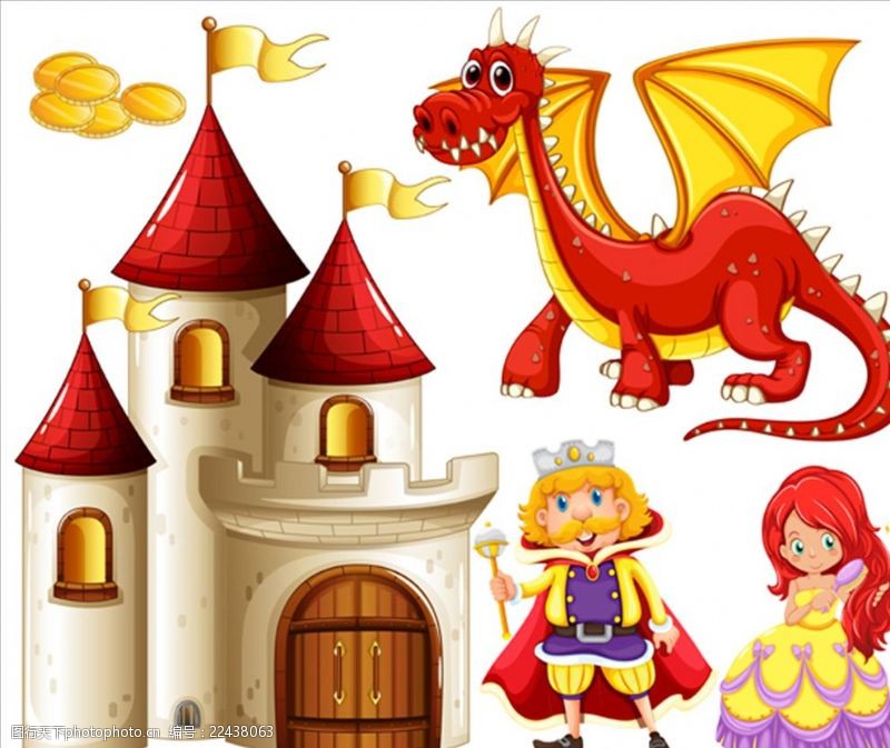 美术宣传单童话故事以恶龙和公主的插图