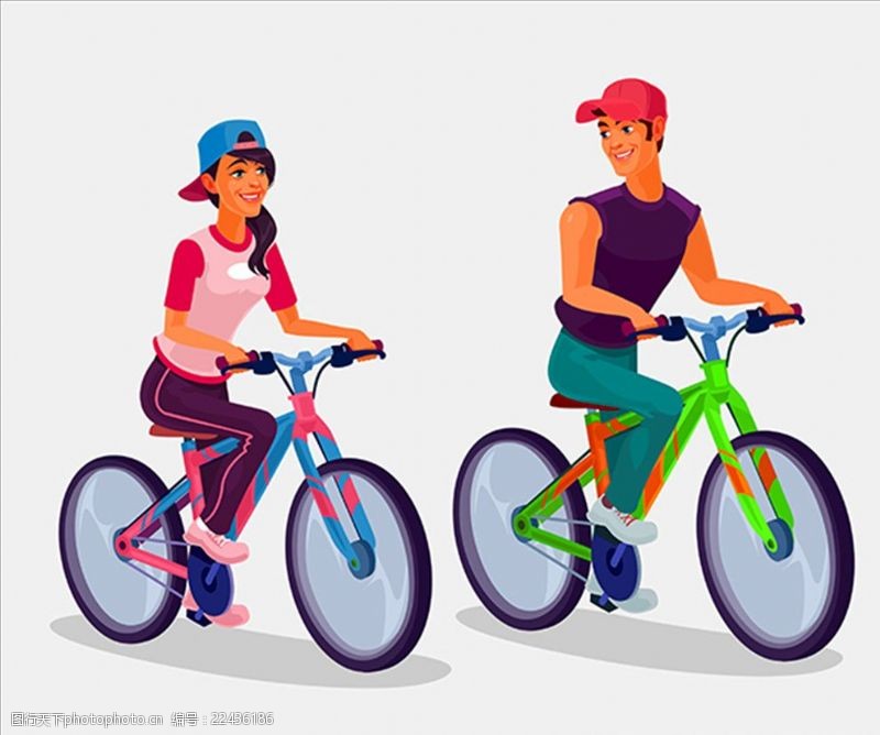 捷安特骑自行车的男孩和女孩