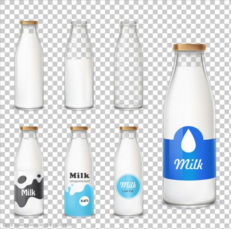 门口写实风格牛奶瓶插图