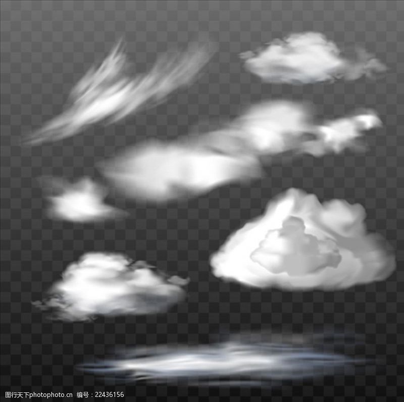 天气预报一组不同类型的半透明云
