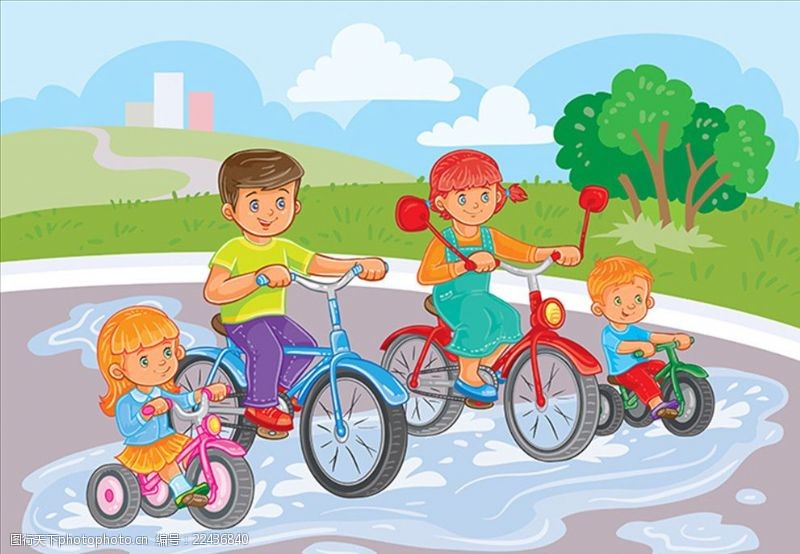 学自行车的小孩在公园里骑自行车的孩子