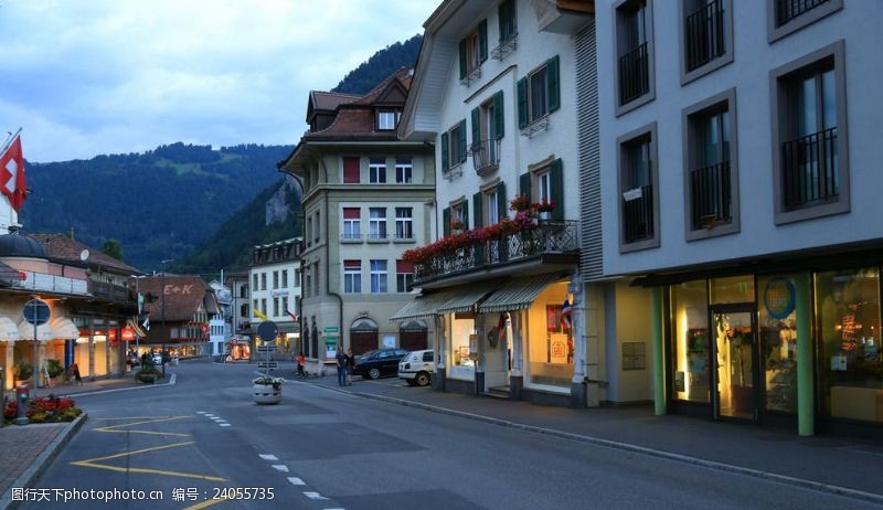 瑞士风光因特拉肯小镇
