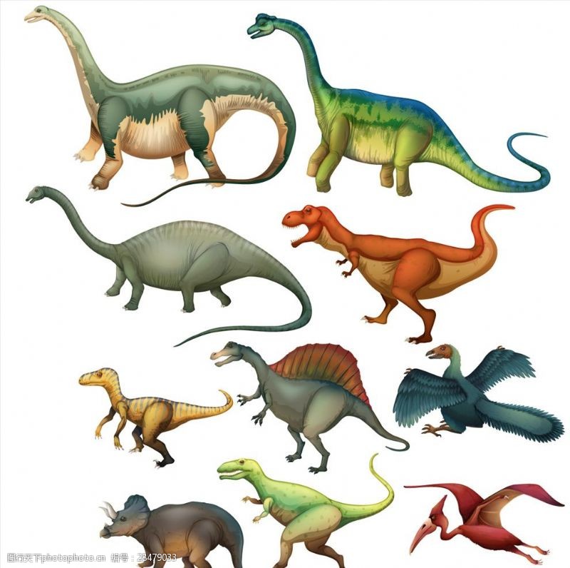白垩纪卡通矢量恐龙