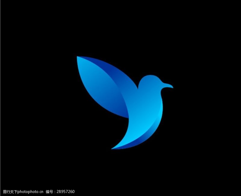 小鸟标志蓝色抽象小鸟logo矢量素材