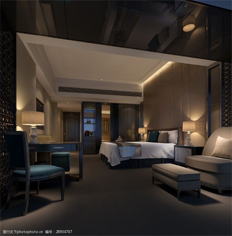 3d模型素材3D渲染现代风格卧室效果图