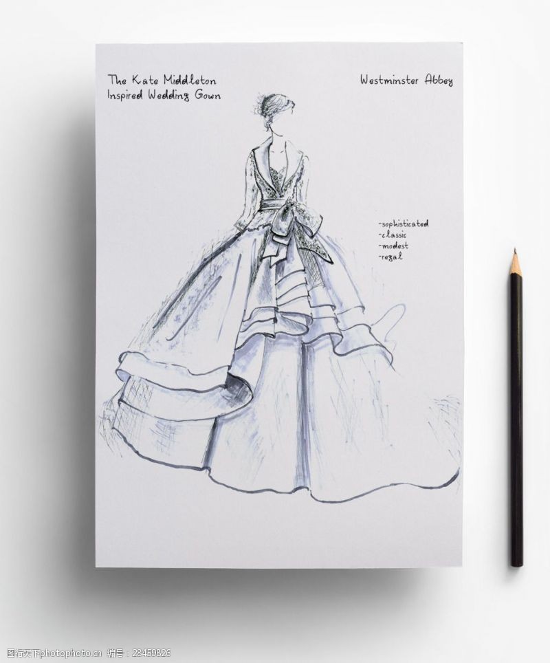 设计手稿百褶裙服装设计婚纱设计大师手稿图