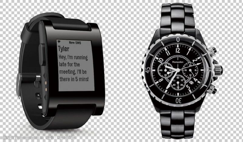 瑞士海报黑色手表图片免抠png透明图层素材
