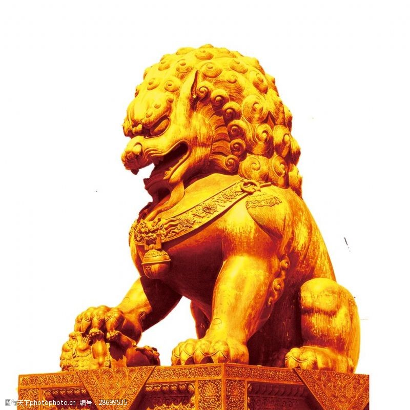 96周年金色石狮子国庆元素