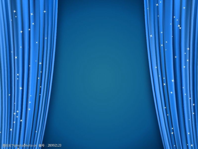 开幕拉开的蓝色窗帘帷幕矢量素材