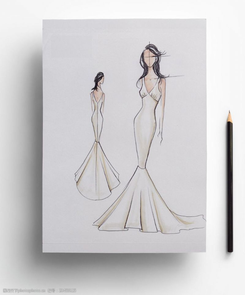 设计手稿鱼尾服装设计婚纱设计大师手稿图