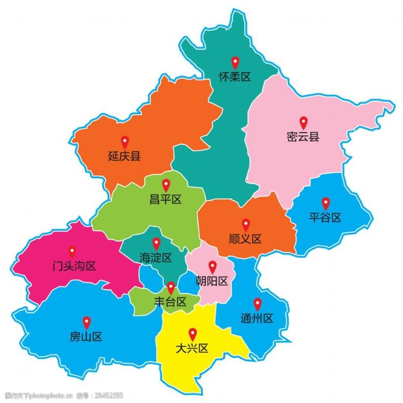 昌平区北京市区域地图矢量素材