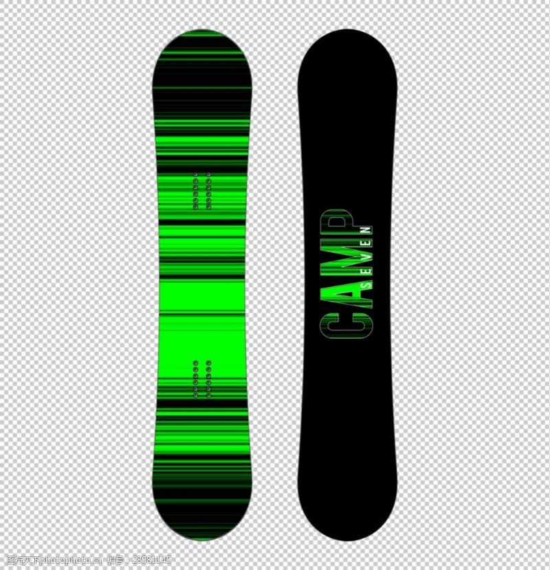 越野滑雪创意绿色滑雪板免抠png透明图层素材
