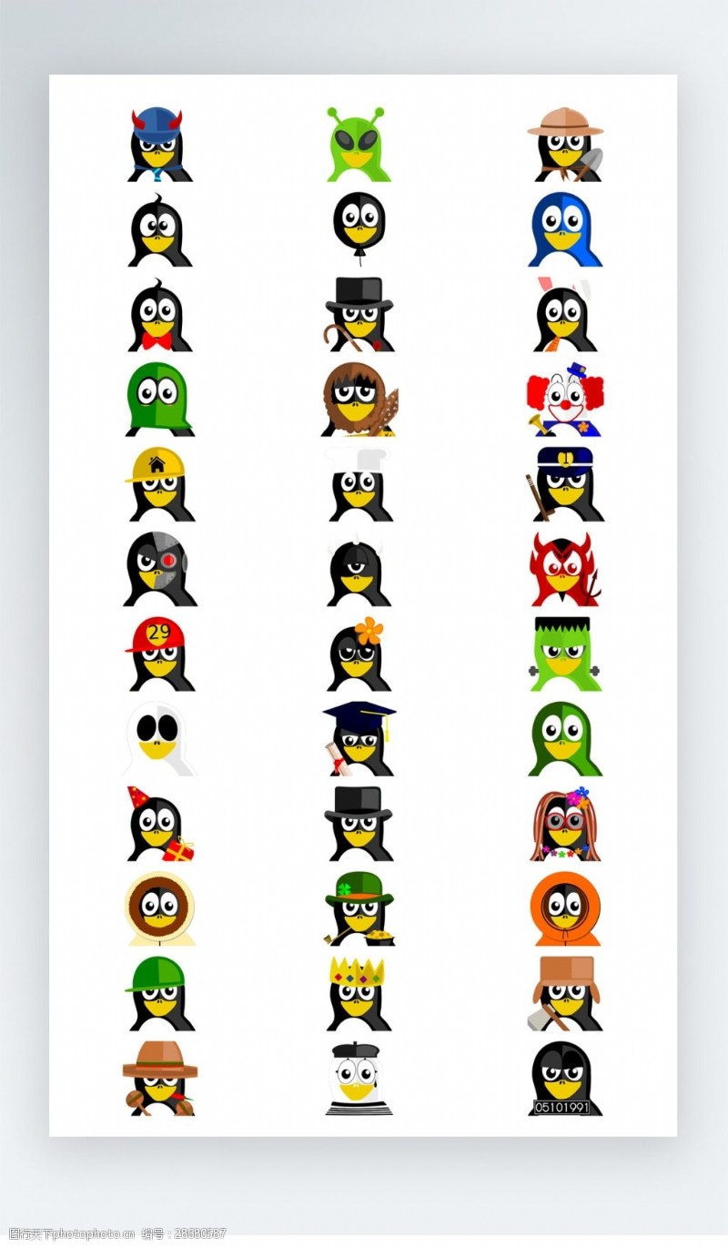 发怒企鹅表情卡通彩色图标素材icon