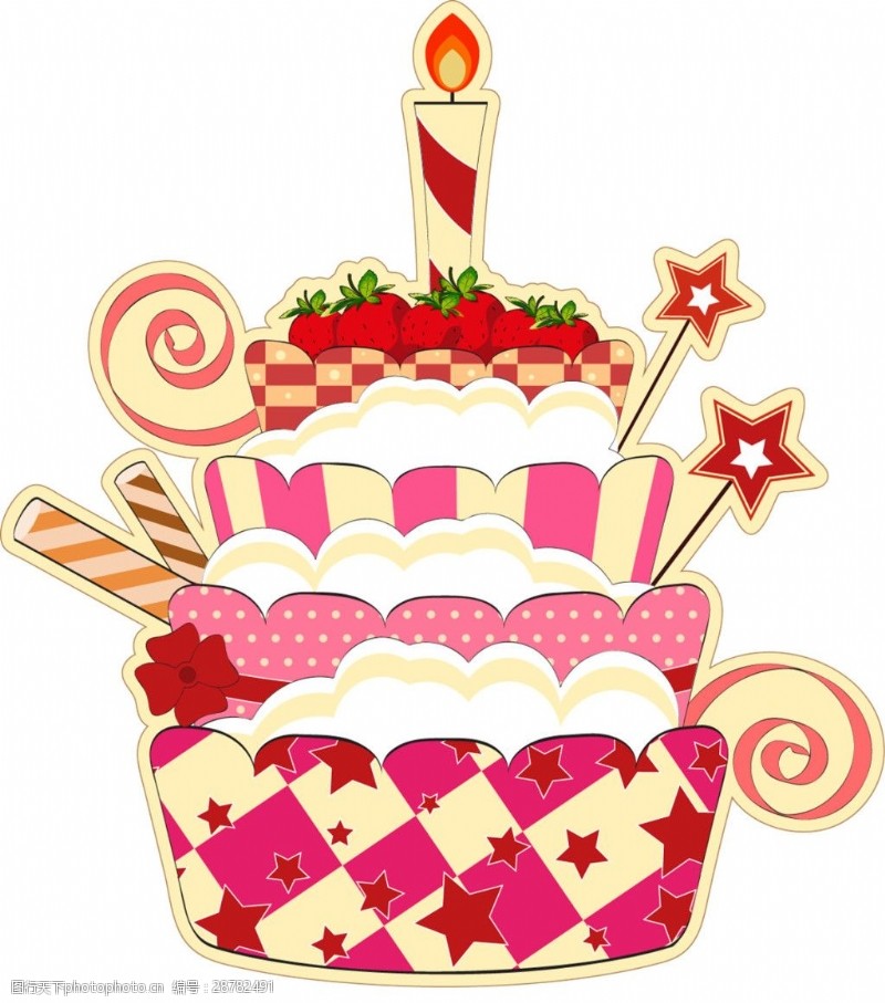 手绘蛋糕手绘卡通生日蛋糕素材图片