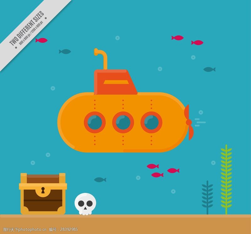 水泡创意海底探险的潜水艇矢量