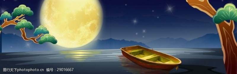 中秋节模板下载海上升明月中秋主题背景