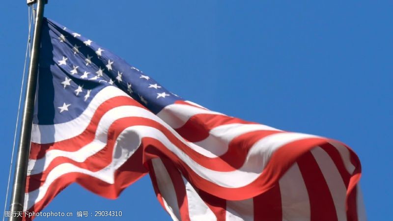 布鲁克美国国旗飘扬的特写镜头