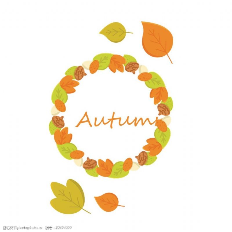 秋季促销活动秋季叶子编织花环素材图片