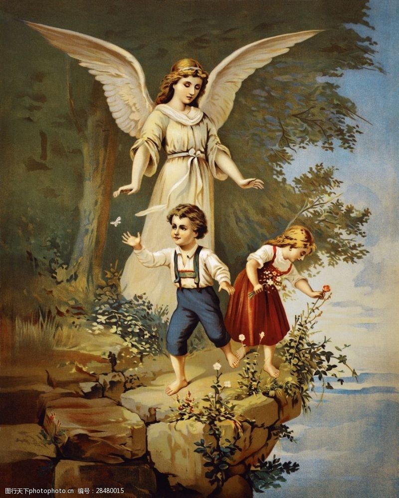 天使免费下载天使与童男童女背景墙素材